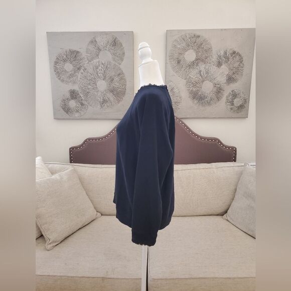 🌹 J. CREW 🌹 Woven Ruffleneck Leopard Print Pullover sweatshirt - [XL, Black] - Picture 5 of 10